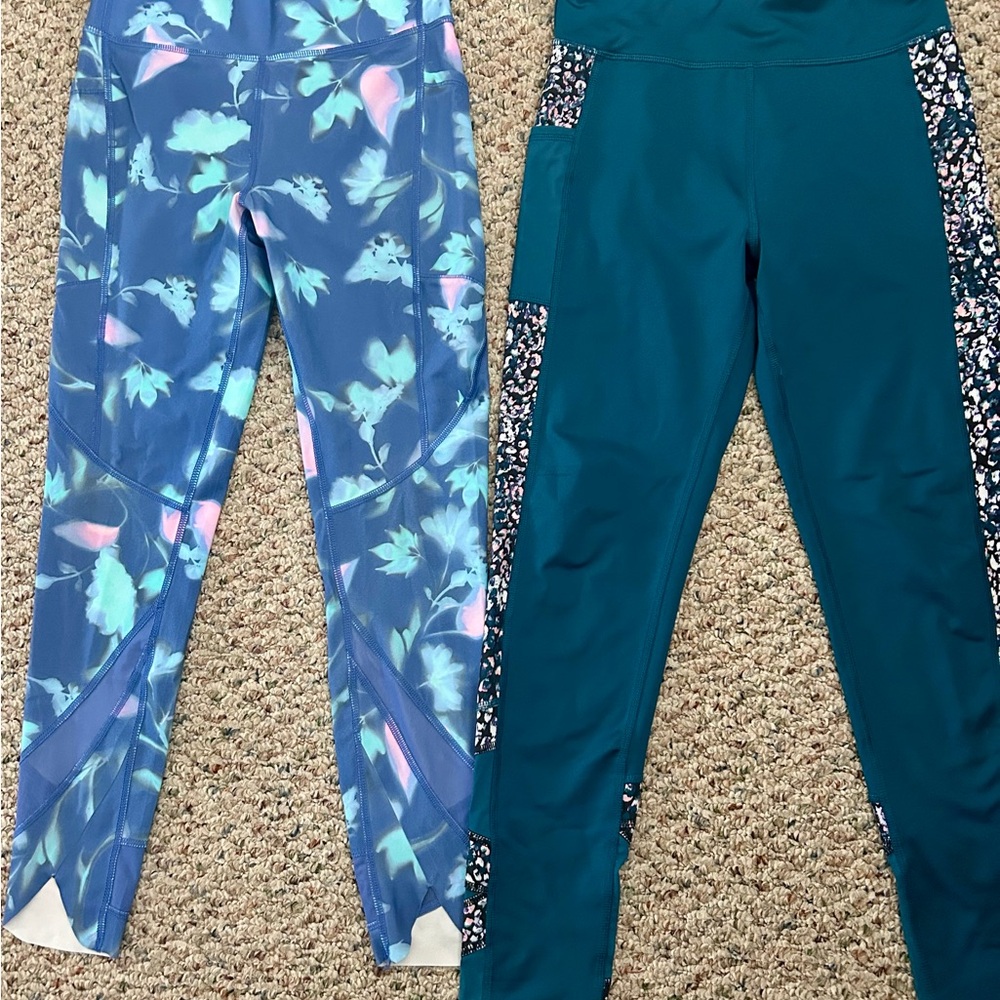 Floral and Teal Kids Leggings Set
